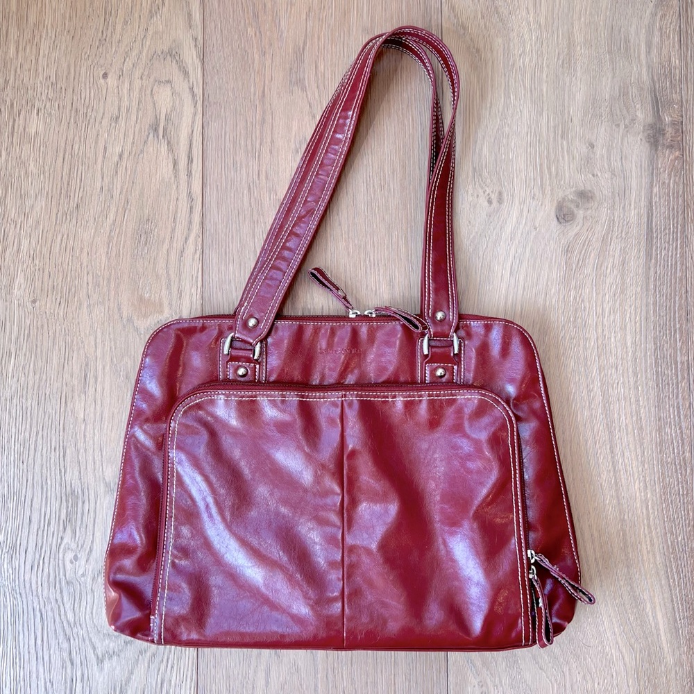 NWOT SAMSONITE Red Laptop Tote Work Carryall Teacher Bag Travel Vegan Fits 16.5” - Picture 5 of 16